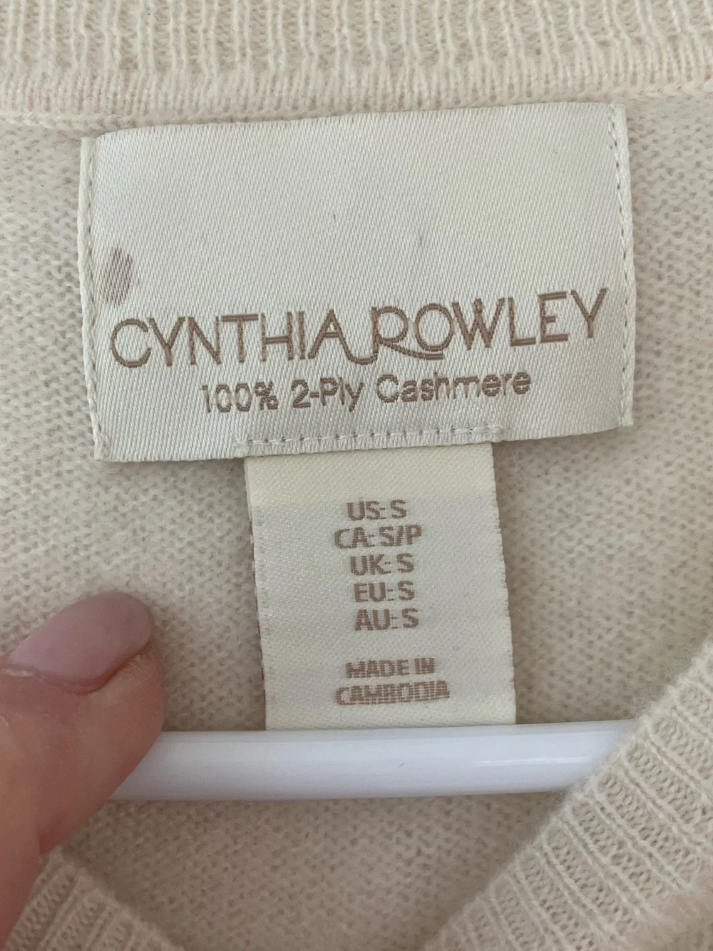 Cynthia Rowley 2-ply 100% cashmere white colorful striped pullover sweater; S